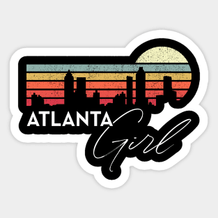 Atlanta Girl Retro Sunset City Skyline Souvenir Sticker